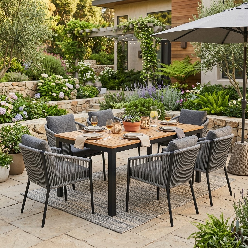 Premium outdoor patio dining set for lifestyle content